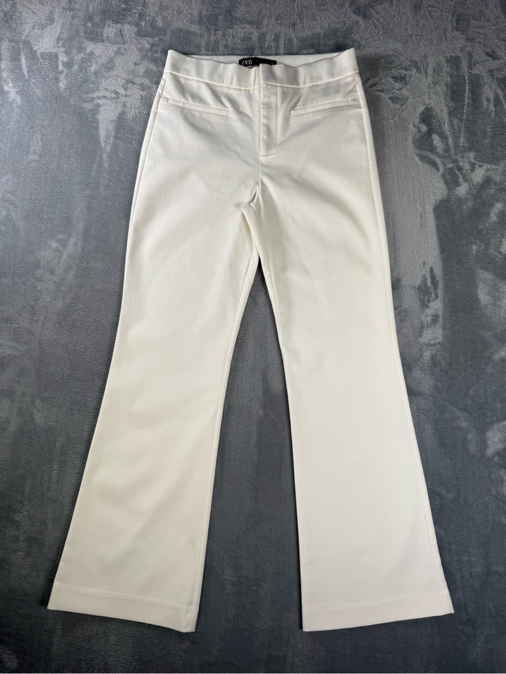 Zara High Waisted Flare Dress Pants White Ecru NWT Size Medium